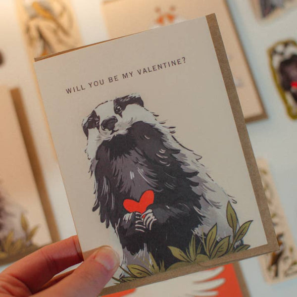 Cute Badger Valentine's Day Card | Brush + Bird Paper Co. | boogie + birdie