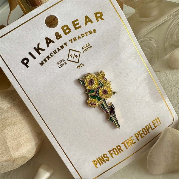 Vincent Sunflower Bunch Enamel Pin (P23VINCENT) | Pika & Bear | boogie + birdie