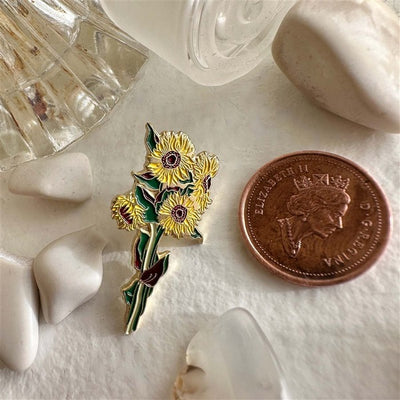 Vincent Sunflower Bunch Enamel Pin (P23VINCENT) | Pika & Bear | boogie + birdie