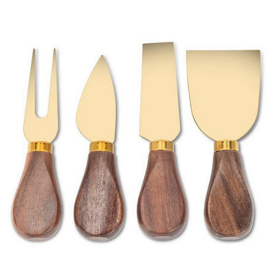 Walnut Handled Cheese Knives | Set of 4 | Entertaining | boogie + birdie
