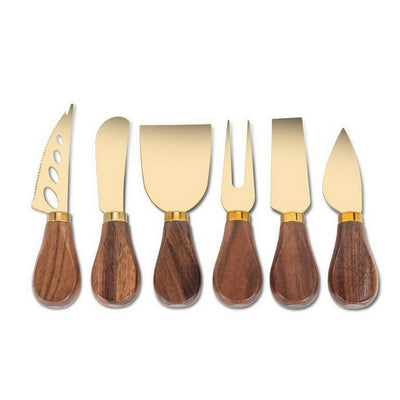 Walnut Handled Cheese Knives | Set of 6 | Entertaining | boogie + birdie