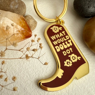 What Would Dolly Do? Cowboy Boot Enamel Keychain | Pika & Bear | boogie + birdie