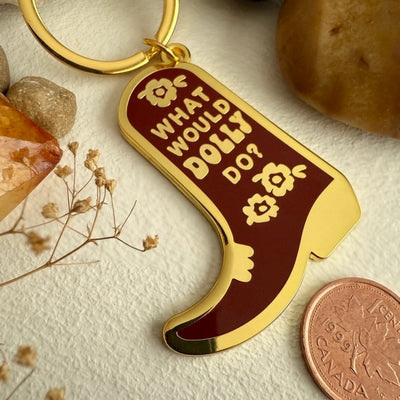 What Would Dolly Do? Cowboy Boot Enamel Keychain | Pika & Bear | boogie + birdie