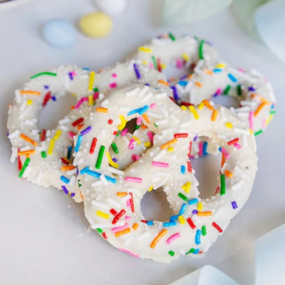 White Chocolate Sprinkle Pretzels | Saxon Chocolate | boogie + birdie