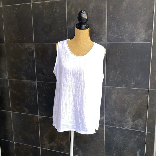 White Linen Tank Top with Cotton Back | Beyond Capri | boogie + birdie


