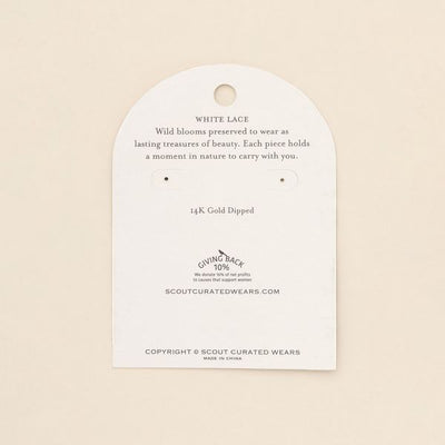 White Lace Pressed Floral Gold Hoop Earrings | Scout | boogie + birdie