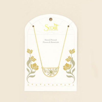 White Lace Pressed Flower Gold Necklace | Scout | boogie + birdie