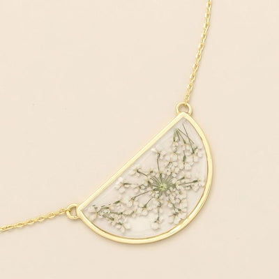 White Lace Pressed Flower Gold Necklace | Scout | boogie + birdie