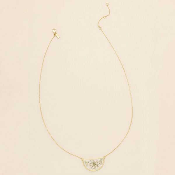 White Lace Pressed Flower Gold Necklace | Scout | boogie + birdie