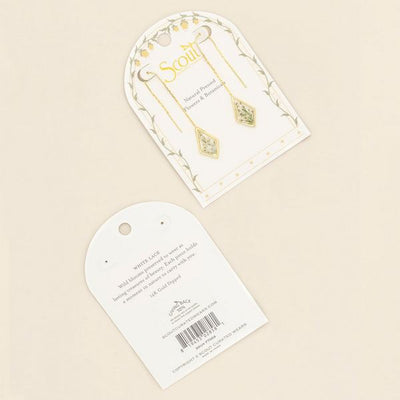 White Lace Pressed Flower Gold Threader Earrings | Scout | boogie + birdie