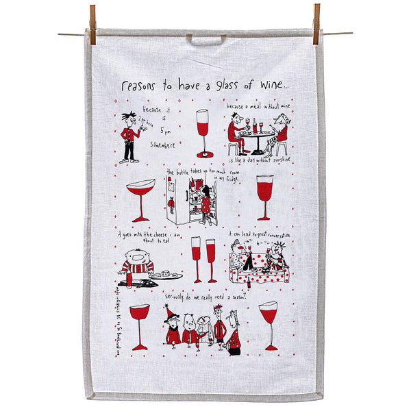 Reason To Have A Glass Of Wine Tea Towel | Sa Boothroyd | boogie + birdie