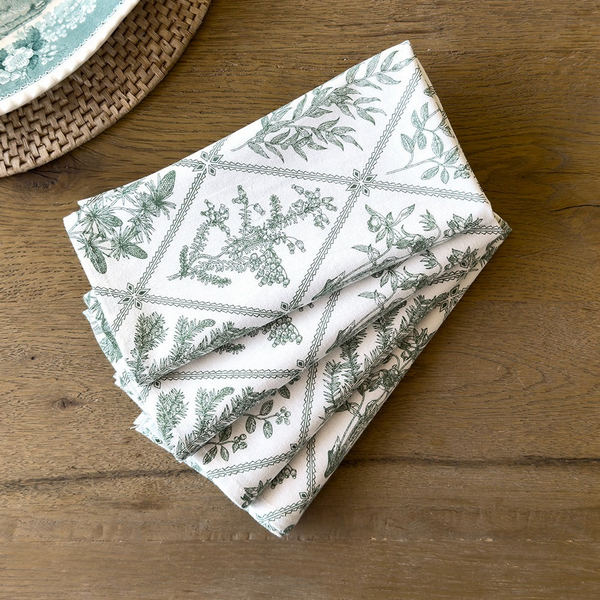 Winter Greens Cotton Napkins | Set of 4 | Mahogany | boogie + birdie


