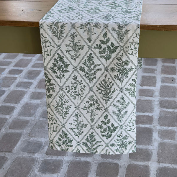 Winter Greens Cotton Table Runner | Mahogany | boogie + birdie

