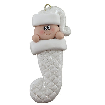 Personalized Baby Stocking Glitter White Ornament | Ornamentopia | boogie + birdie