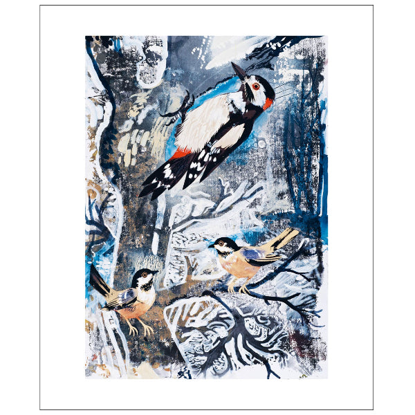Winter Woodpecker Art Card | Holiday Cards | boogie + birdie