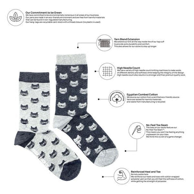 Women's Inverted Grey Cat Socks | Friday Sock Co. | boogie + birdie