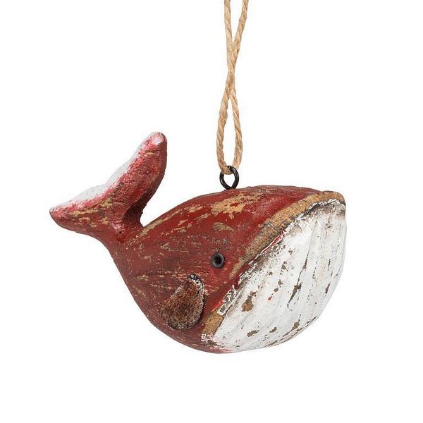 Red Whale Carved Wooden Ornament | Ornaments | boogie + birdie