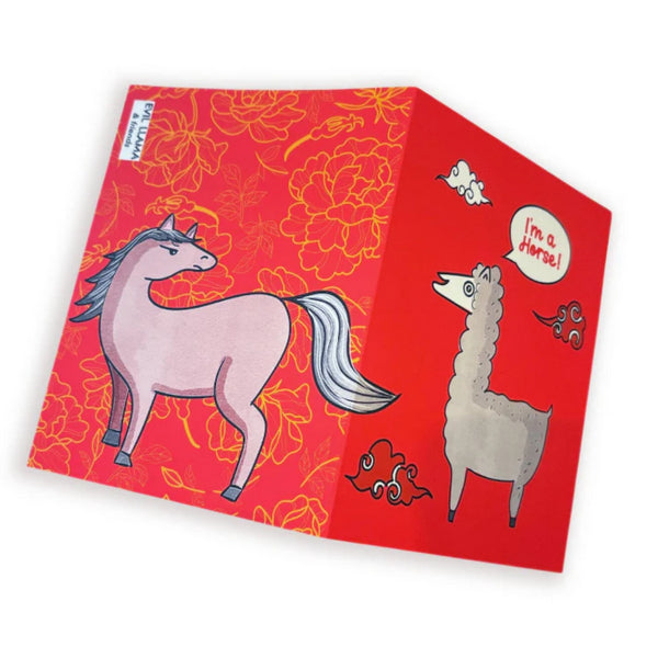 Horse Lunar New Year Card | Evil Llama and Friends | boogie + birdie