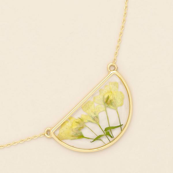 Yellow Baby's Breath Pressed Flower Gold Necklace | Scout | boogie + birdie