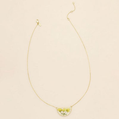 Yellow Baby's Breath Pressed Flower Gold Necklace | Scout | boogie + birdie