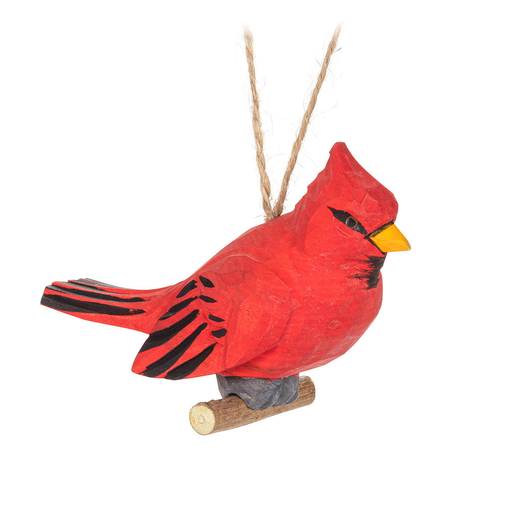 Cardinal on Branch Carved Ornament | boogie + birdie