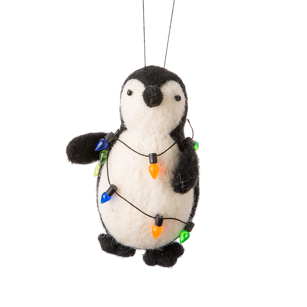 Penguin with Lights Felt Ornament | Shop holiday decor at boogie + birdie