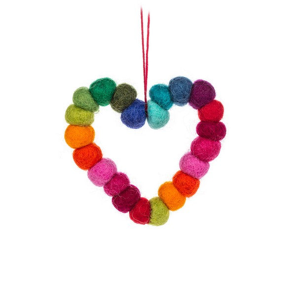 Rainbow Pompom Heart Ornament | boogie + birdie