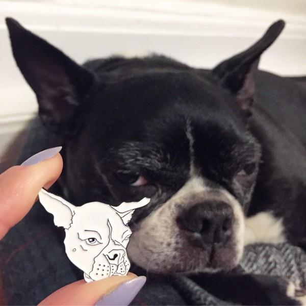 Grumpy Boston Terrier Pin