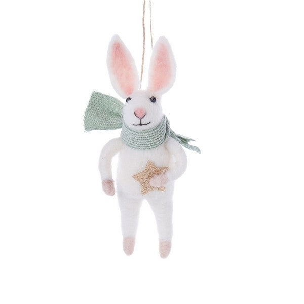 Bunny in Scarf with Glitter Star Felt Ornament | Shop holiday at boogie + birdie