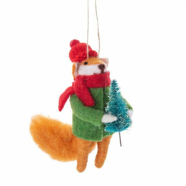 Fox with Tree Felt Ornament | Holiday | boogie + birdie