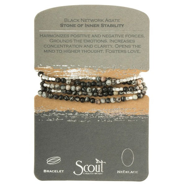Black Network Agate Wrap Bracelet / Necklace | Jewellery | boogie + birdie