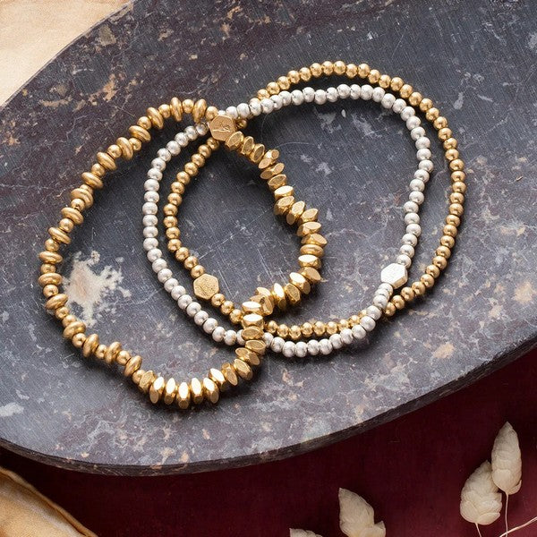 Gold Mini Mixed Beads Stacking Bracelet | Shop Scout at boogie + birdie in Ottawa.