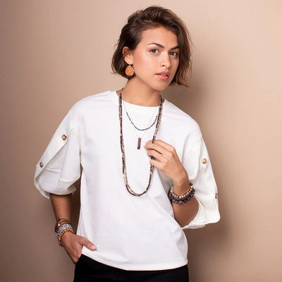 Wrap Bracelet / Necklace on model as necklace