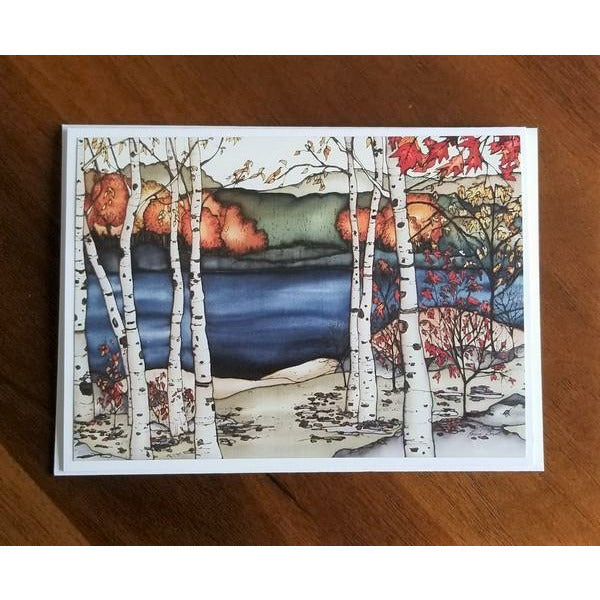 Birch Trees on the Lake Art Card