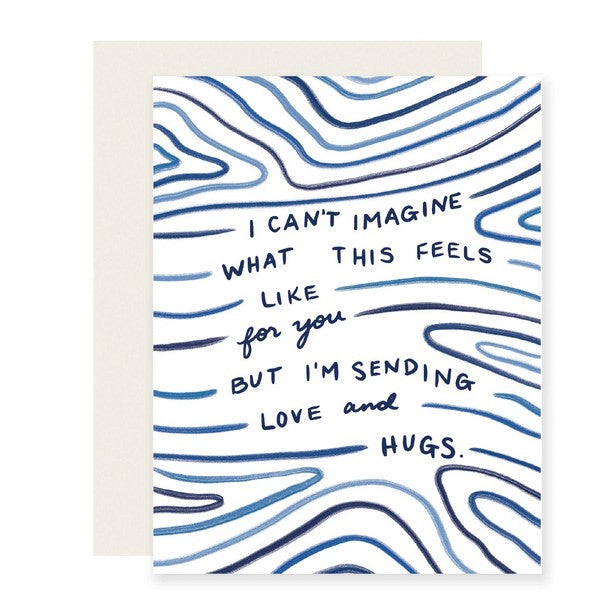 Can't Imagine | Card featuring abstract blue design and words of sympathy | shop at boogie + birdie