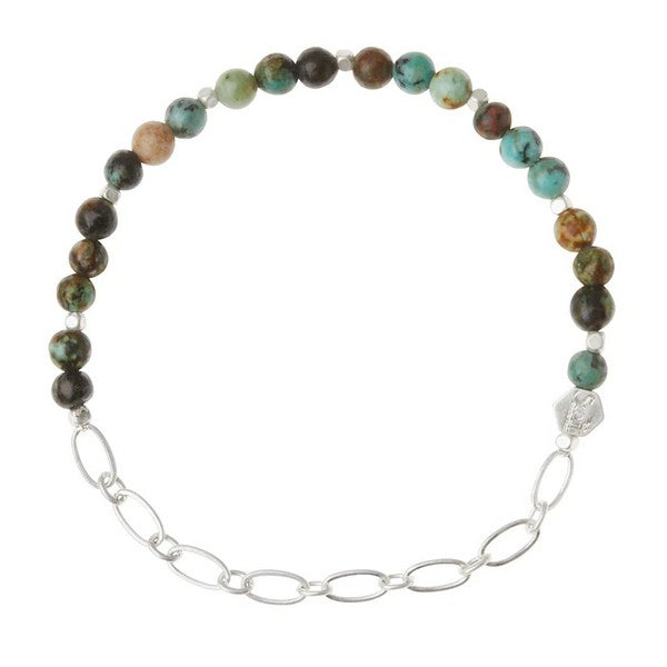 Mini Stone & Chain Stacking Bracelet - African Turquoise/Silver | Shop bracelets at boogie + birdie in Ottawa.