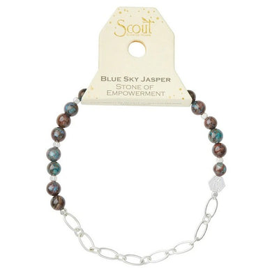 Mini Stone & Chain Stacking Bracelet - Blue Sky Jasper/Silver | Shop bracelets at boogie + birdie in Ottawa