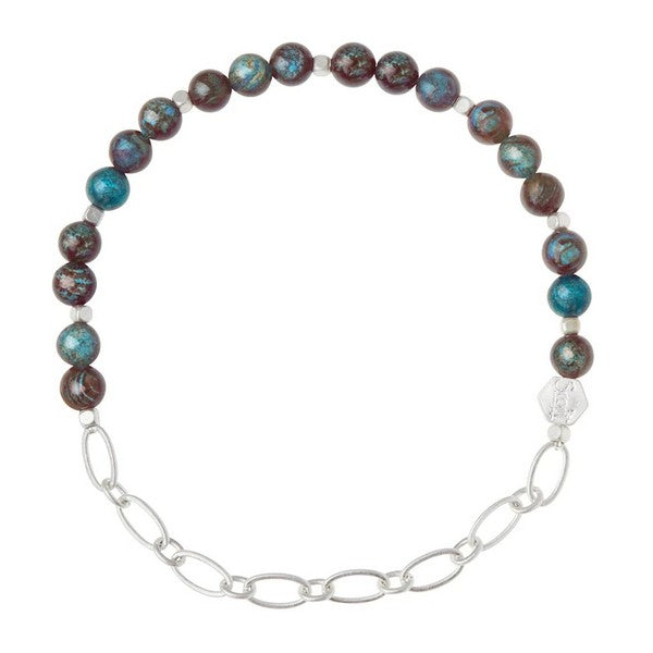Mini Stone & Chain Stacking Bracelet - Blue Sky Jasper/Silver | Shop bracelets at boogie + birdie in Ottawa.