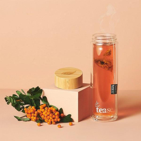 Cinnamon Glass & Bamboo Tea Tumbler