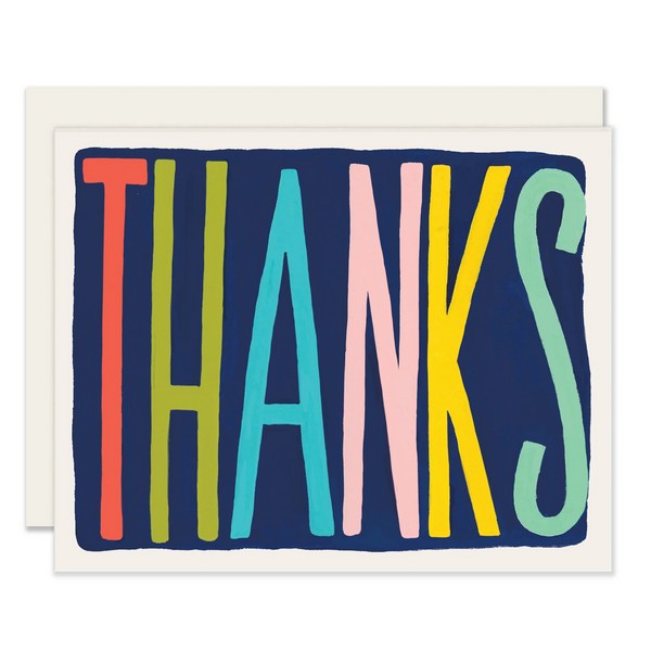 Colourful Thanks | Card featuring the word "Thanks" in colourful block letters | Shop at boogie + birdie