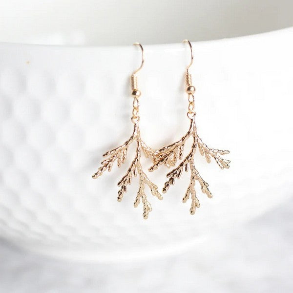 Gold Juniper Branch Drop Earrings | Birch Jewellery | Shop a selection of jewellery at boogie + birdie 