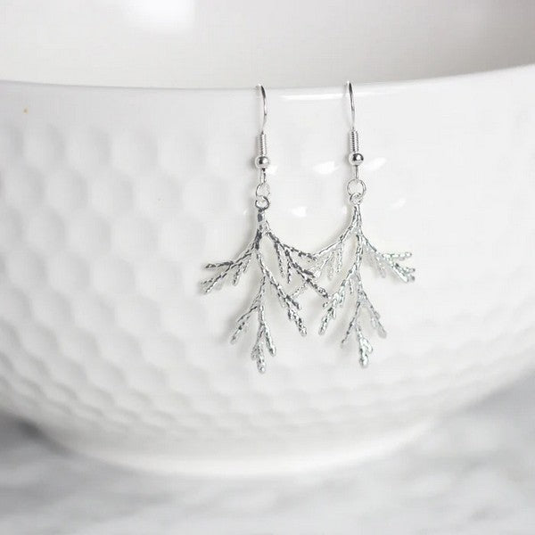 Silver Juniper Branch Drop Earrings | Birch Jewellery | Shop a selection of jewellery at boogie + birdie 