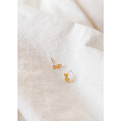 Gold Deux Petits Chats (Cats) Stud Earrings