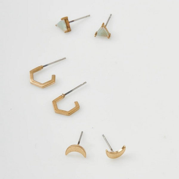 Gold Ella Stud Trio Gold Ella Stud Trio Earrings | Jewellery | boogie + birdie

