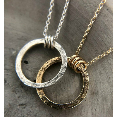 Gold and Silver Full Moon Necklace