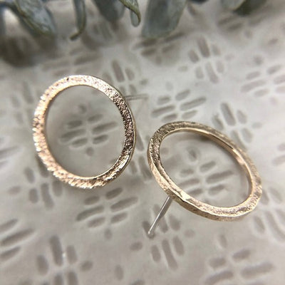 Gold Full Moon Stud Earrings