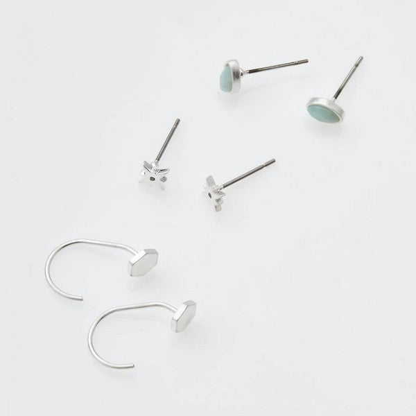 Silver Gabby Stud Trio Earrings | Jewellery | Shop a selection of jewellery at boogie + birdie 
