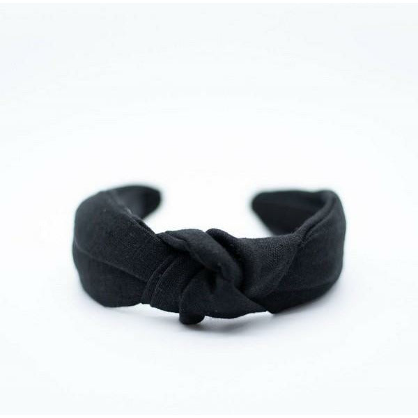 Black Linen Knotted Headband