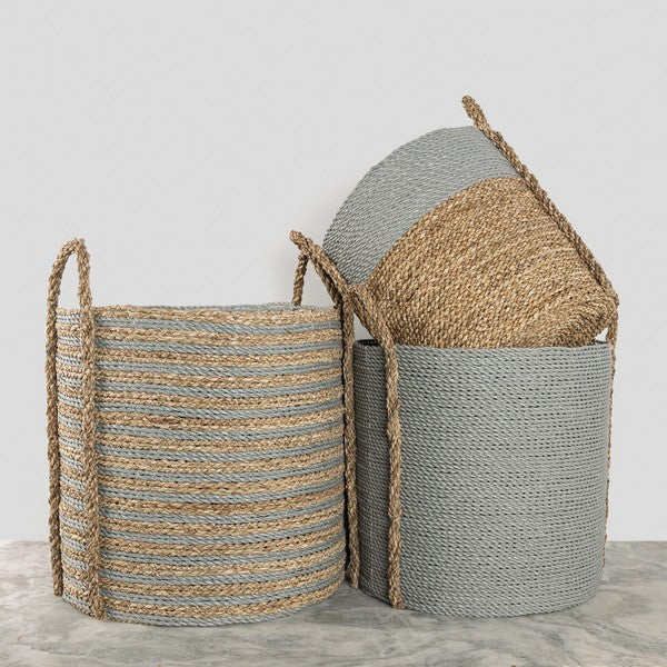 Medium Grey Seagrass Handled Basket | Shop Pokoloko home décor at boogie + birdie in Ottawa.