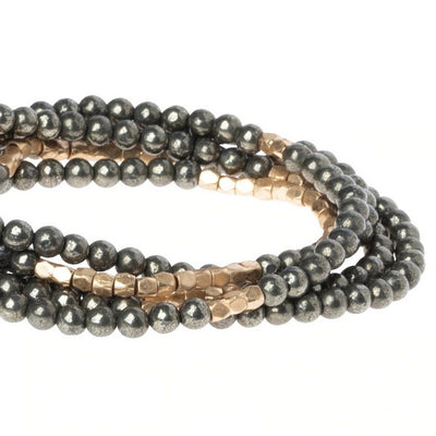Pyrite - Stone of Positive Energy Wrap Bracelet / Necklace